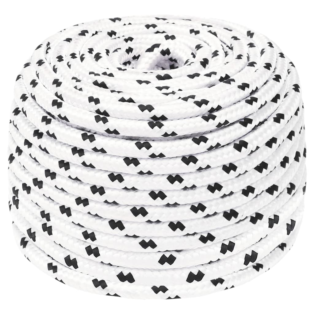 vidaXL Braided Boat Rope White 6 mmx100 m Polyester