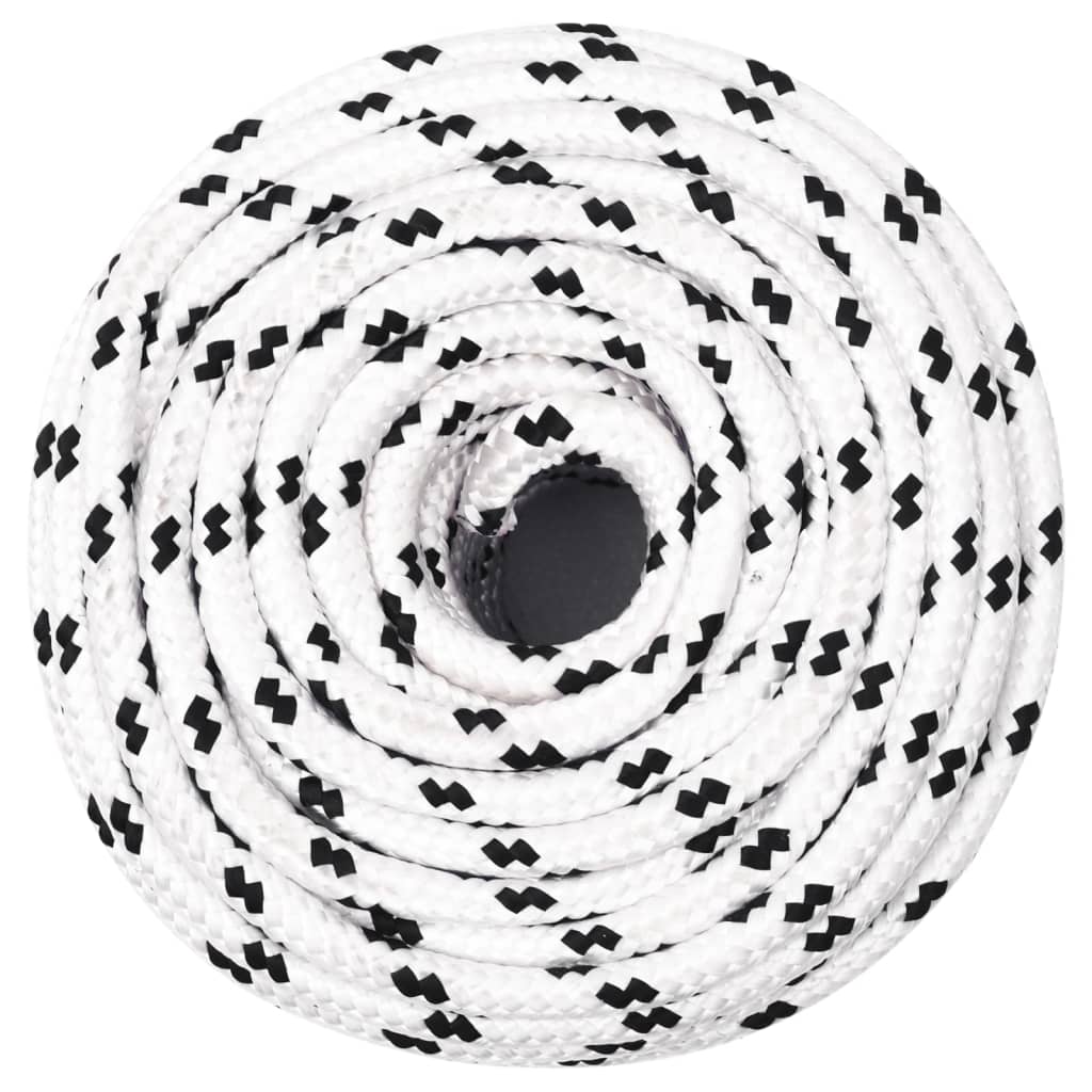 vidaXL Braided Boat Rope White 6 mmx100 m Polyester