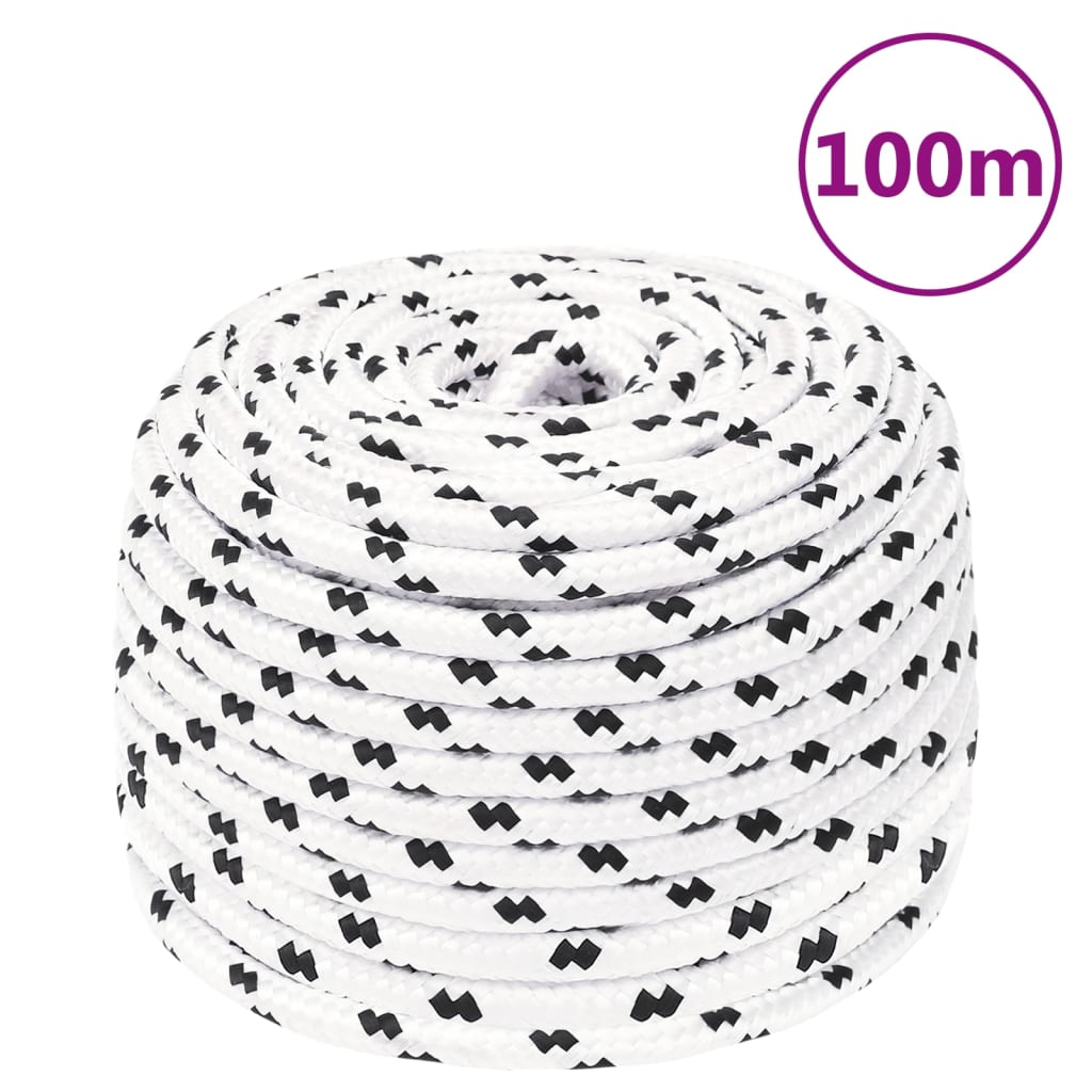 vidaXL Braided Boat Rope White 6 mmx100 m Polyester