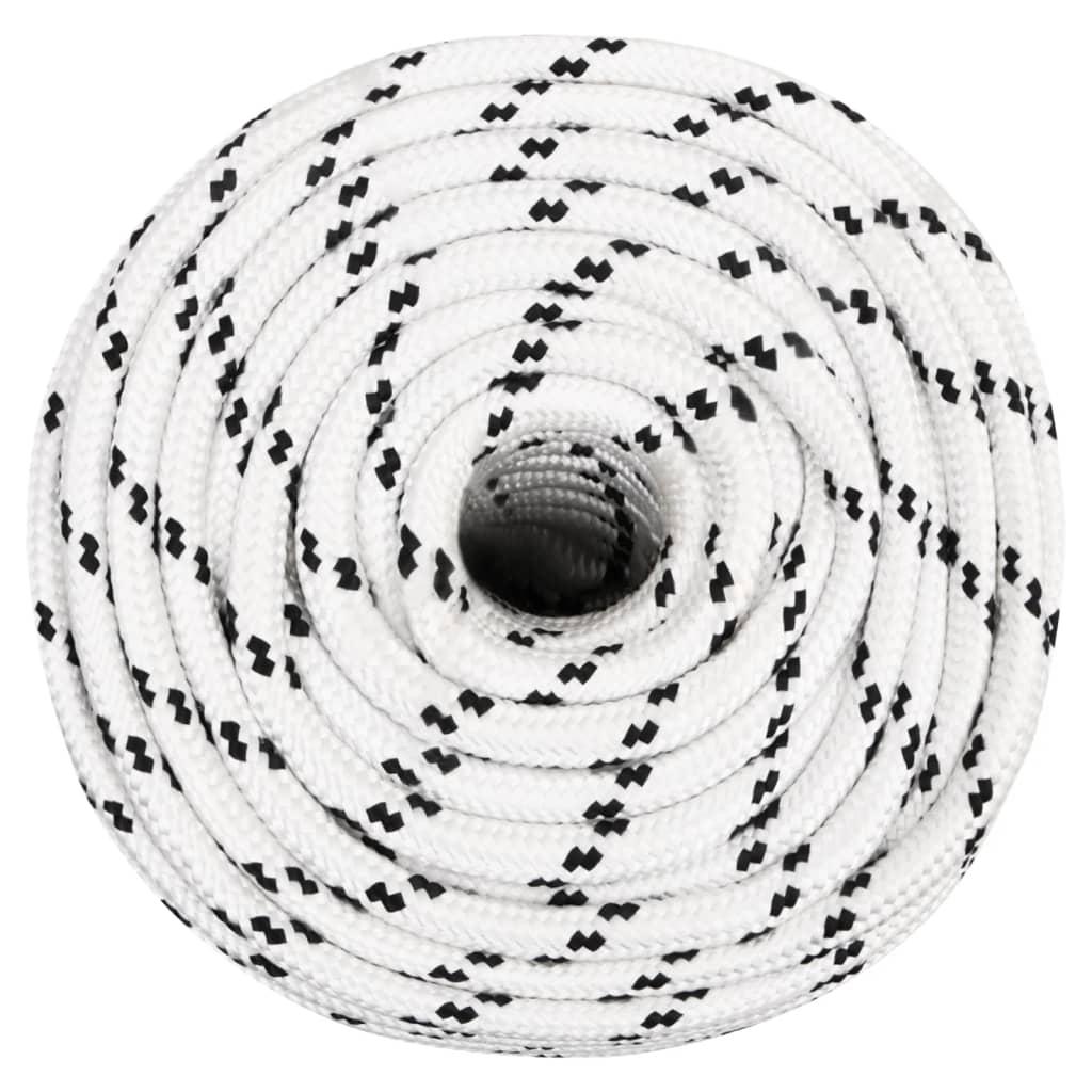 vidaXL Braided Boat Rope White 14 mmx25 m Polyester