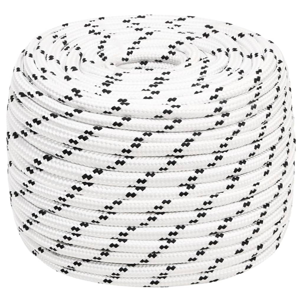 vidaXL Braided Boat Rope White 14 mmx250 m Polyester