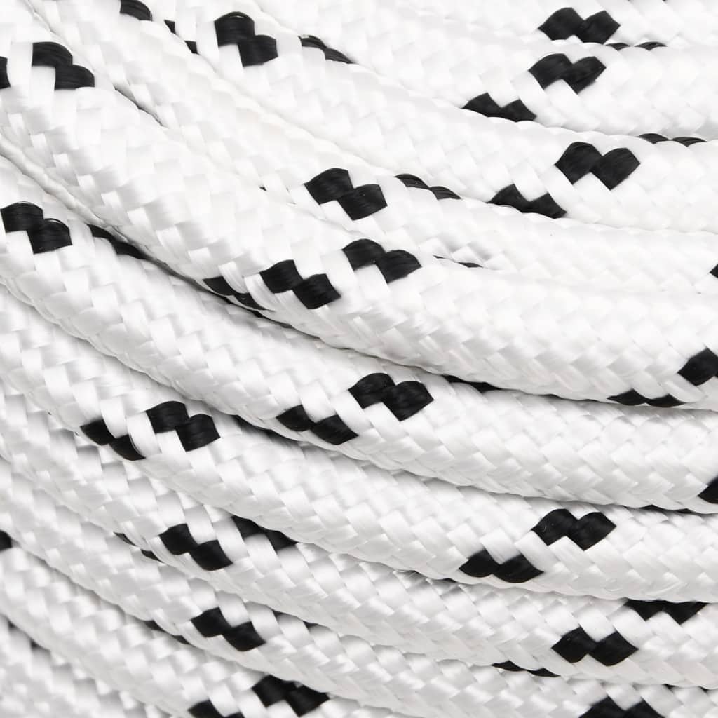 vidaXL Braided Boat Rope White 14 mmx250 m Polyester