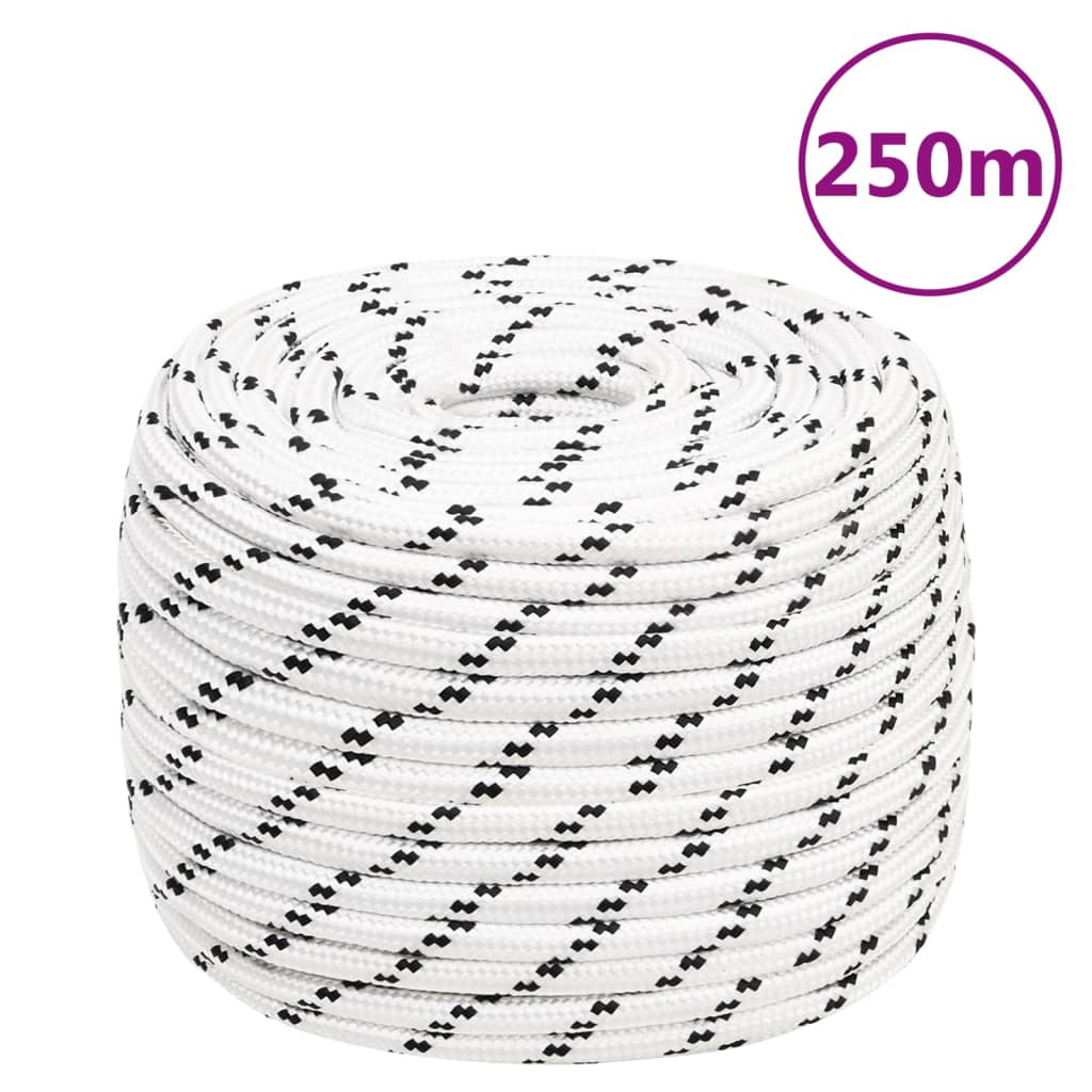 vidaXL Braided Boat Rope White 14 mmx250 m Polyester