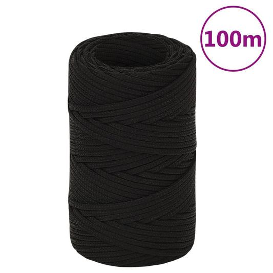 vidaXL Work Rope Black 2 mm 100 m Polyester
