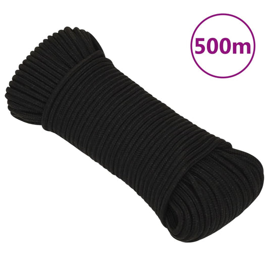 vidaXL Work Rope Black 4 mm 500 m Polyester