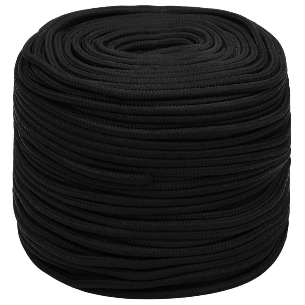 vidaXL Work Rope Black 6 mm 50 m Polyester