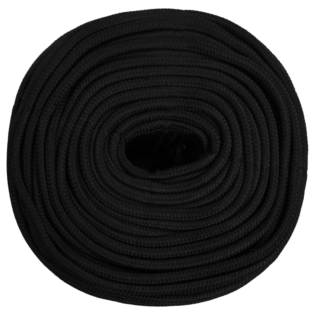 vidaXL Work Rope Black 6 mm 50 m Polyester