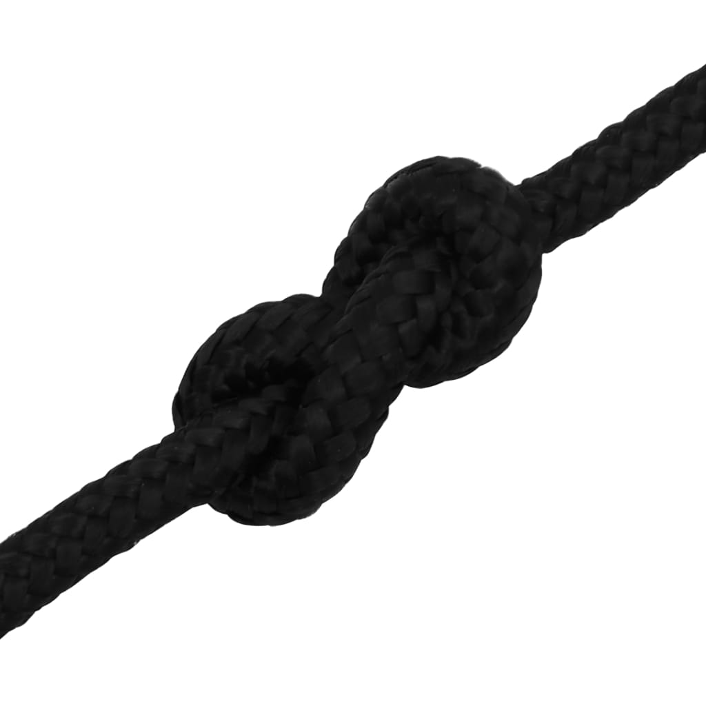 vidaXL Work Rope Black 8 mm 100 m Polyester
