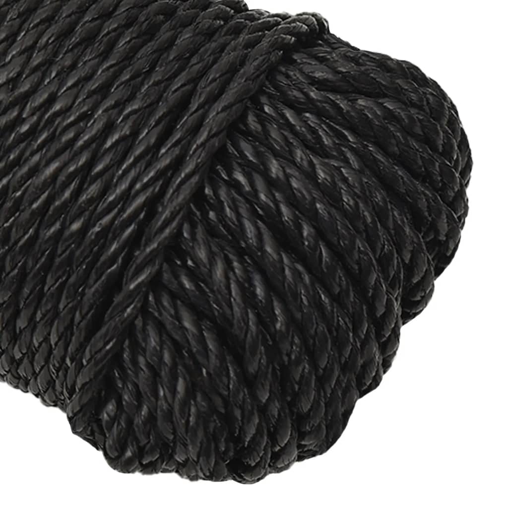 vidaXL Work Rope Black 8 mm 250 m Polypropylene