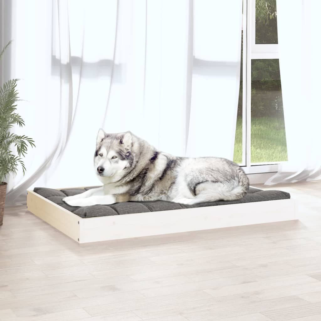 Hondenbed wit 101,5x74x9 cm massief grenenhout