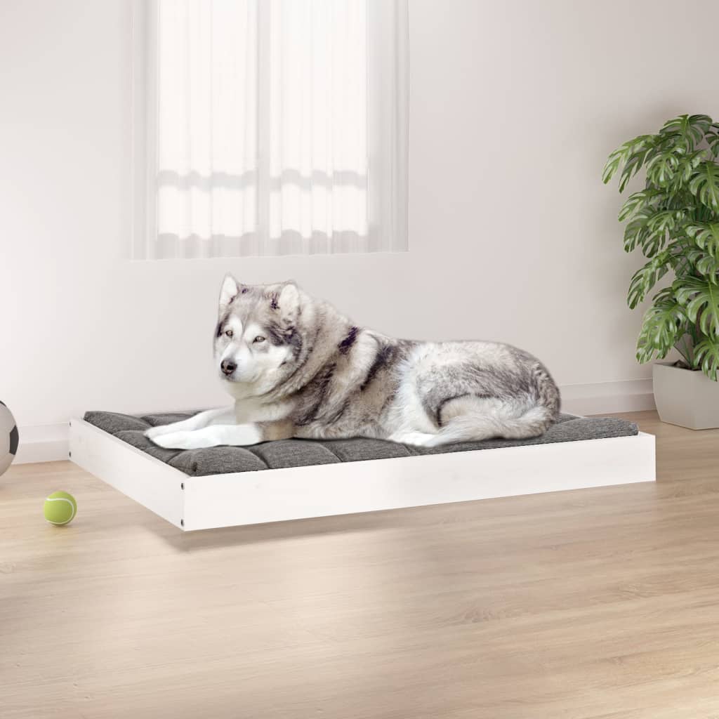 Hondenbed wit 101,5x74x9 cm massief grenenhout