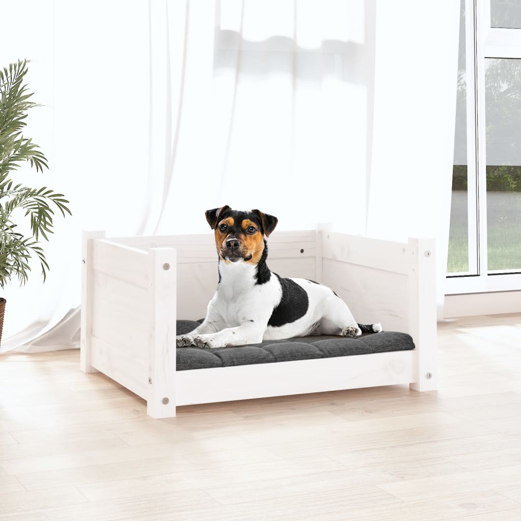 Hondenmand wit 55,5x45,5x28 cm massief grenenhout