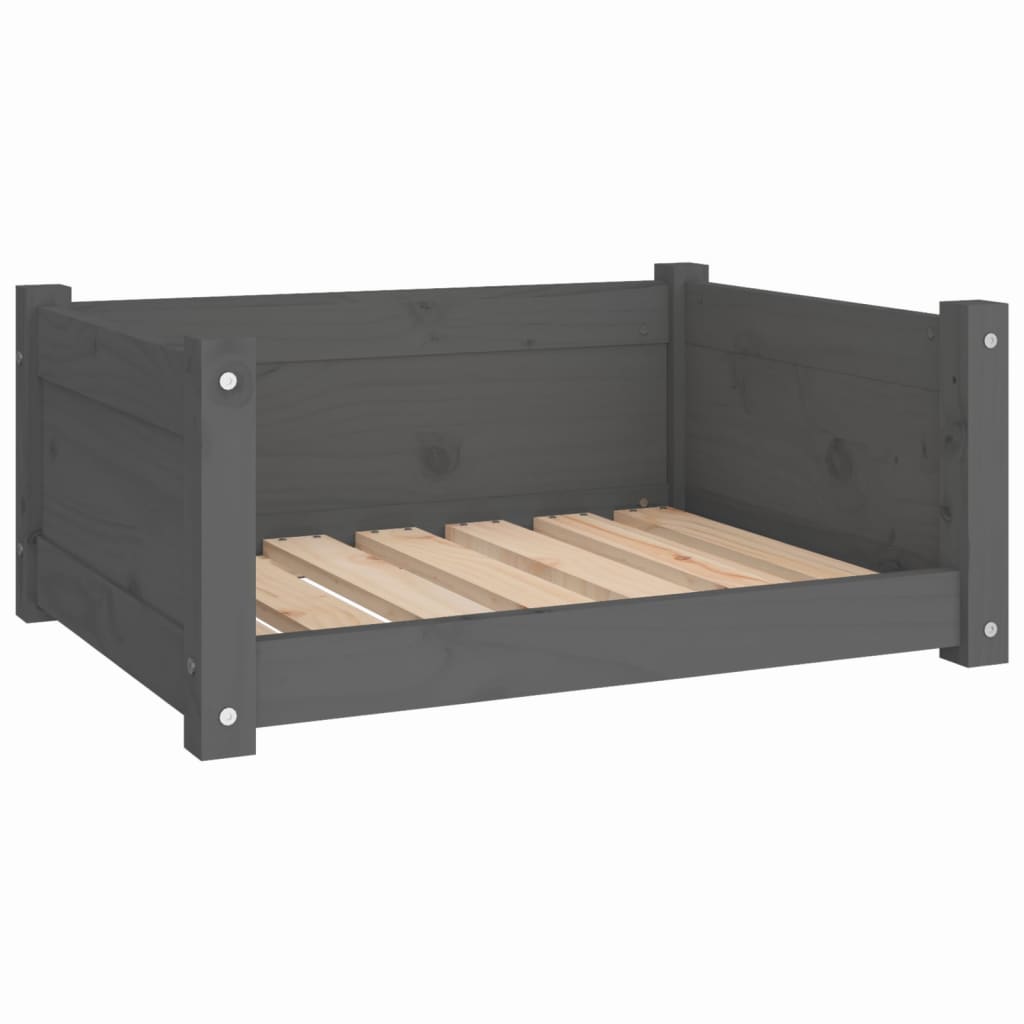 vidaXL Dog Bed Grey 65.5x50.5x28 cm Solid Pine Wood