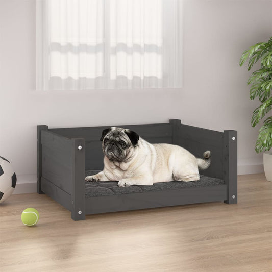 vidaXL Dog Bed Grey 65.5x50.5x28 cm Solid Pine Wood