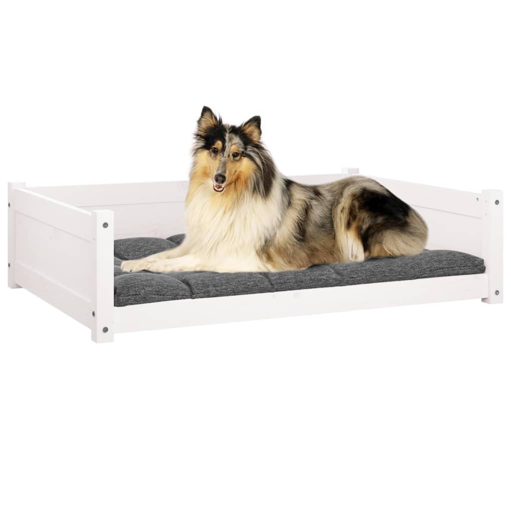 vidaXL Dog Bed White 95.5x65.5x28 cm Solid Pine Wood