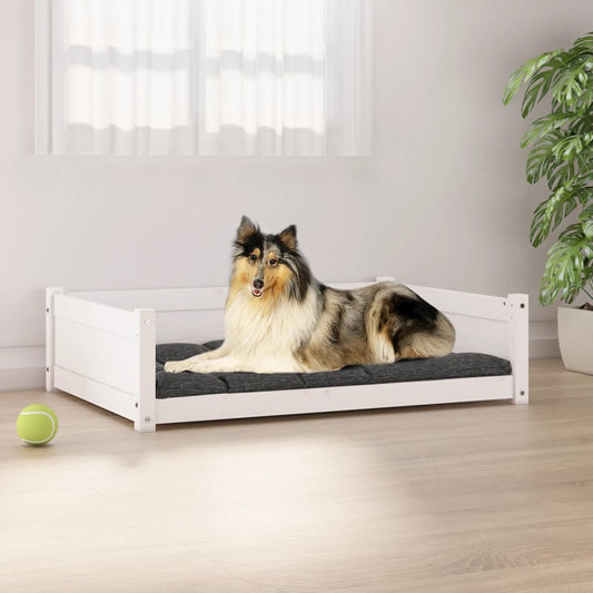 Hondenmand wit 95,5x65,5x28 cm massief grenenhout