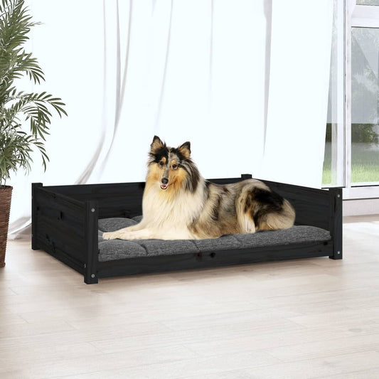 Hondenbed zwart 95,5x65,5x28 cm massief grenenhout