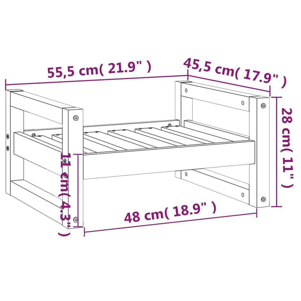 vidaXL Dog Bed Grey 55.5x45.5x28 cm Solid Pine Wood