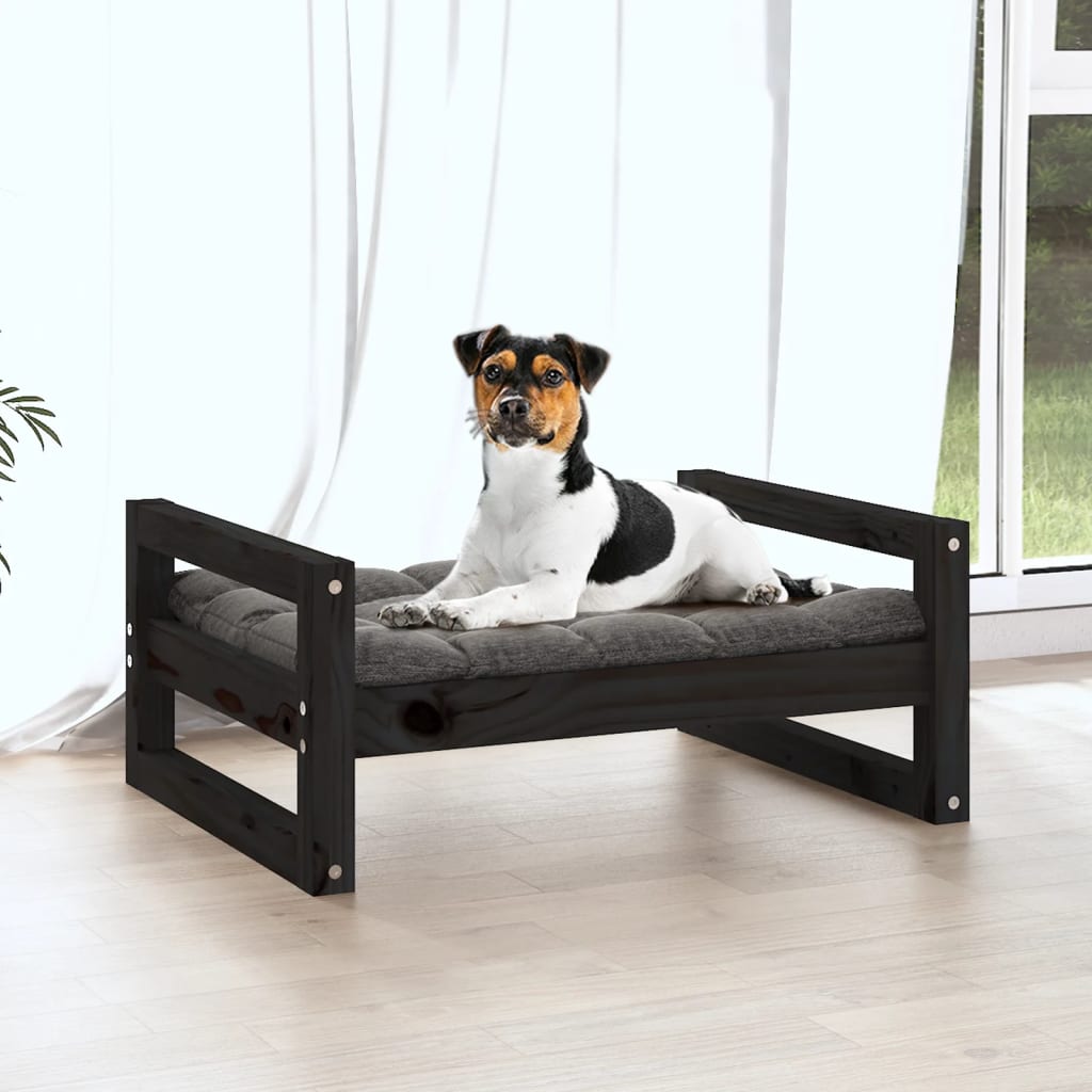 Hondenbed zwart 55,5x45,5x28 cm massief grenenhout