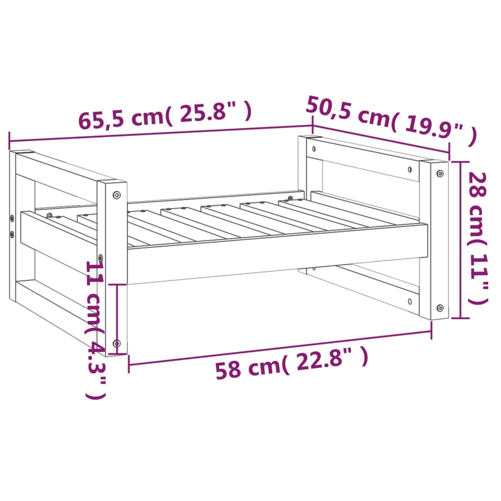 vidaXL Dog Bed 65.5x50.5x28 cm Solid Pine Wood