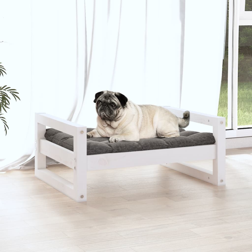 Hondenmand wit 65,5x50,5x28 cm massief grenenhout