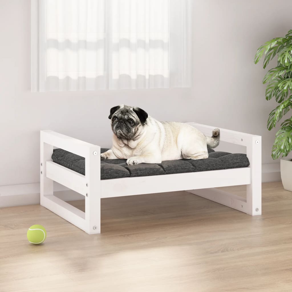 Hondenmand wit 65,5x50,5x28 cm massief grenenhout