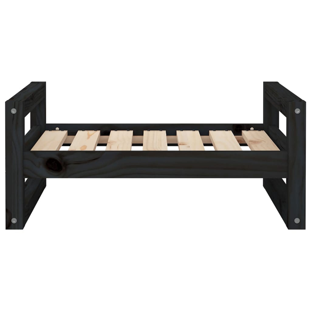 vidaXL Dog Bed Black 65.5x50.5x28 cm Solid Pine Wood