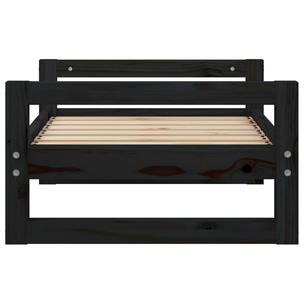 Lit pour chien Noir 65,5x50,5x28 cm Bois de pin massif