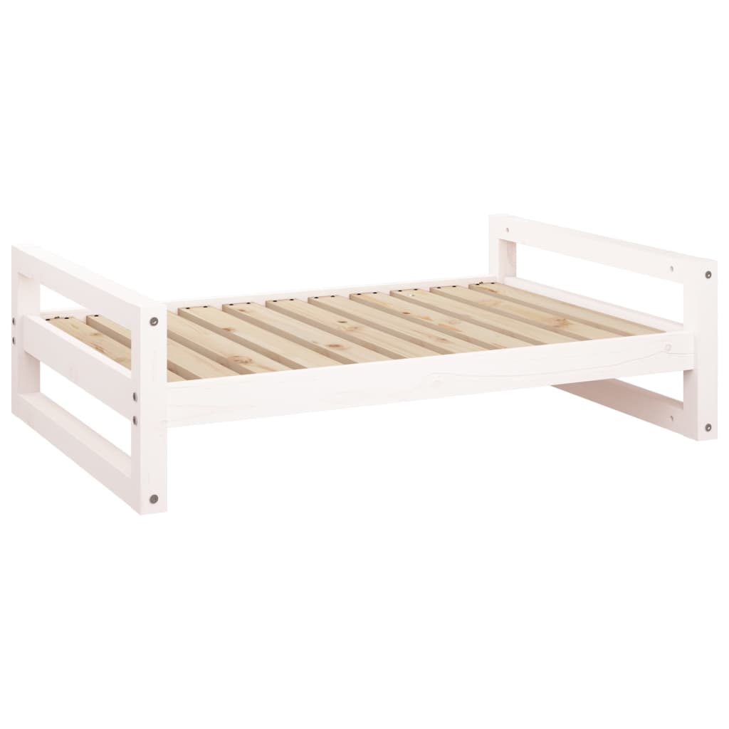 Lit pour chien Blanc 95,5x65,5x28 cm Bois de pin massif