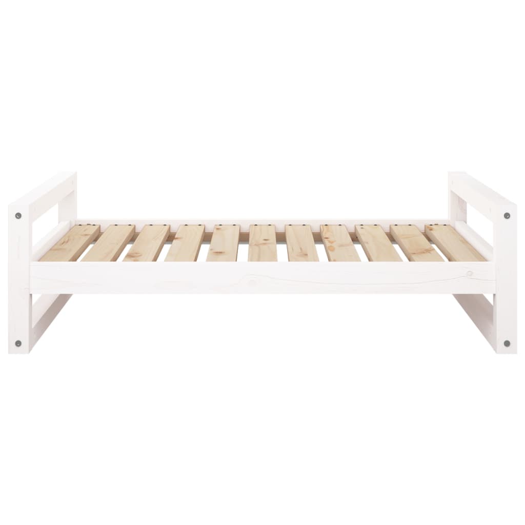 Lit pour chien Blanc 95,5x65,5x28 cm Bois de pin massif