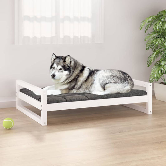 Hondenbed wit 105,5x75,5x28 cm massief grenenhout