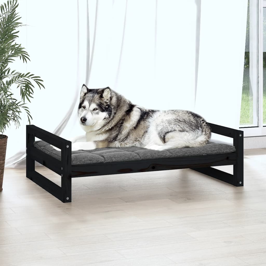 Hondenbed zwart 105,5x75,5x28 cm massief grenenhout