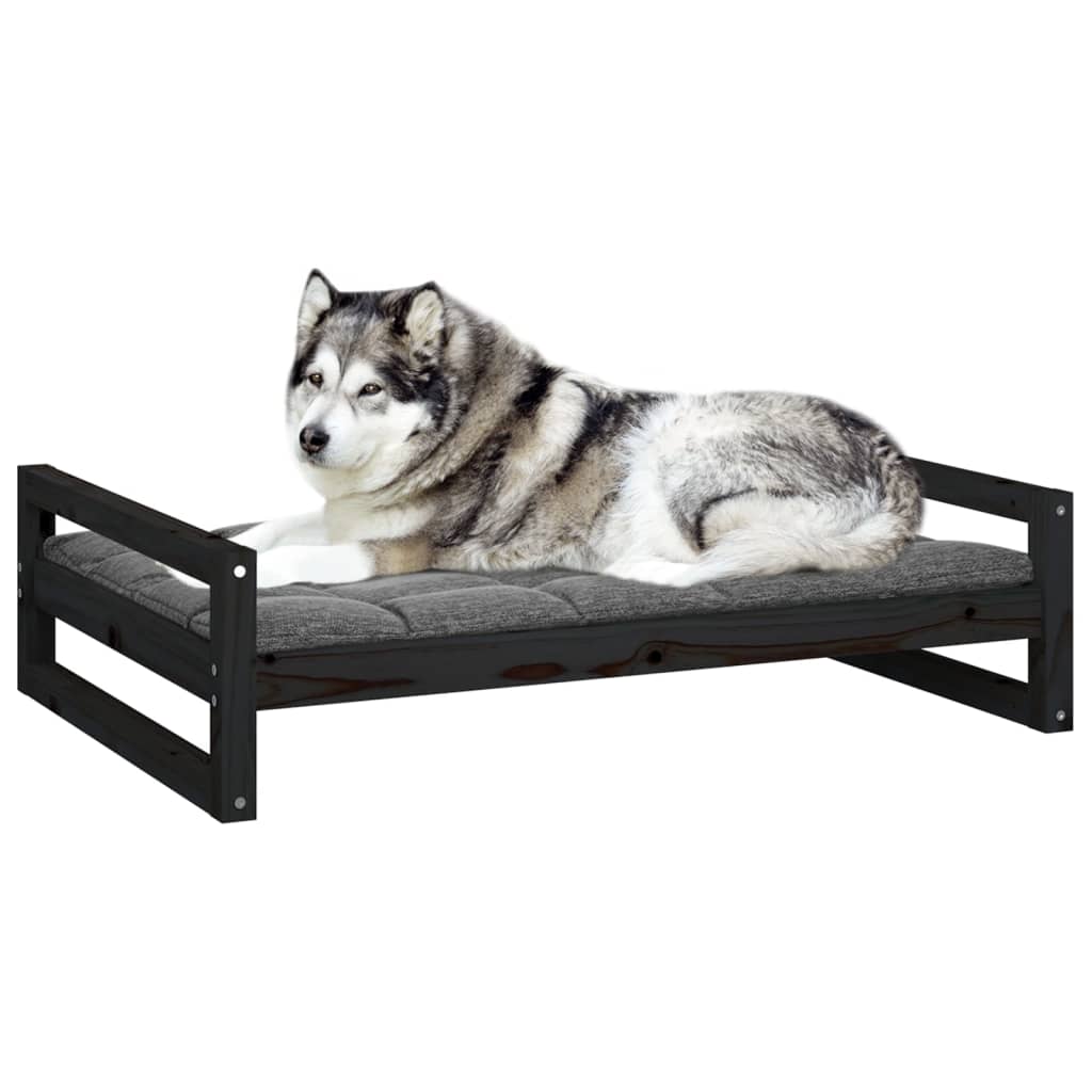 Lit pour chien Noir 105,5x75,5x28 cm Bois de pin massif