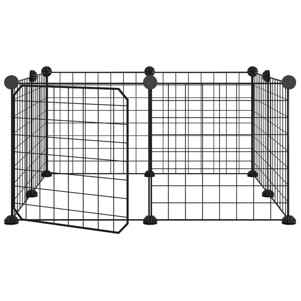 vidaXL 8-Panel Pet Cage with Door Black 35x35 cm Steel