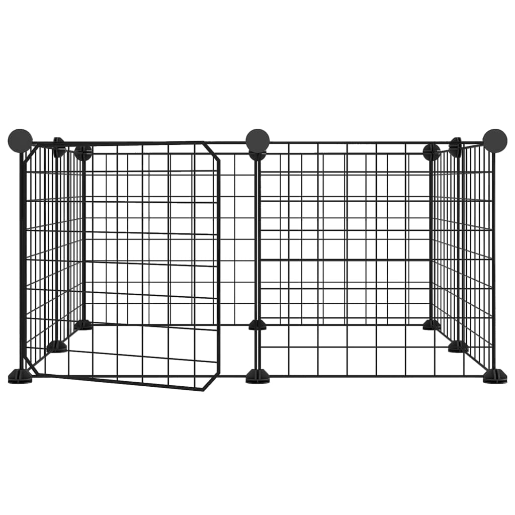 vidaXL 8-Panel Pet Cage with Door Black 35x35 cm Steel