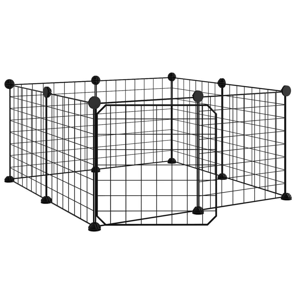 vidaXL 8-Panel Pet Cage with Door Black 35x35 cm Steel