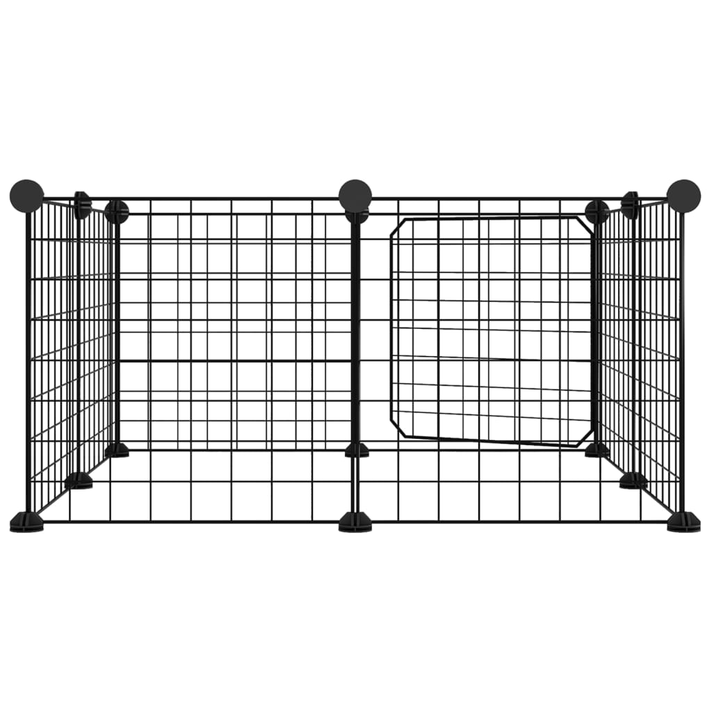 vidaXL 8-Panel Pet Cage with Door Black 35x35 cm Steel