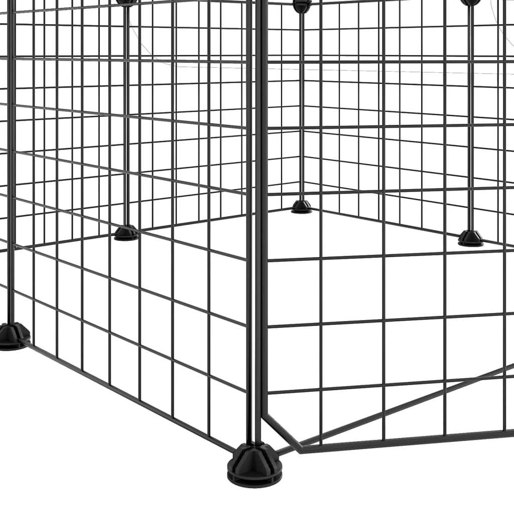 vidaXL 8-Panel Pet Cage with Door Black 35x35 cm Steel