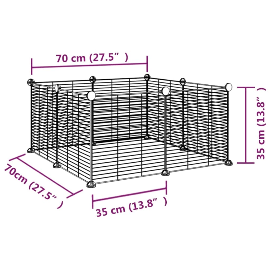 vidaXL 8-Panel Pet Cage Black 35x35 cm Steel