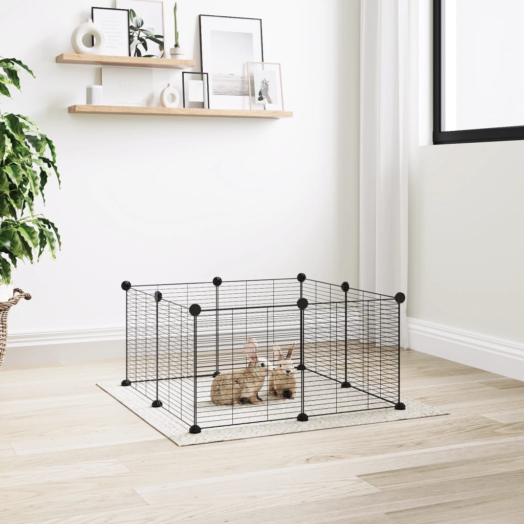 vidaXL 8-Panel Pet Cage Black 35x35 cm Steel