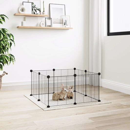 vidaXL 8-Panel Pet Cage Black 35x35 cm Steel