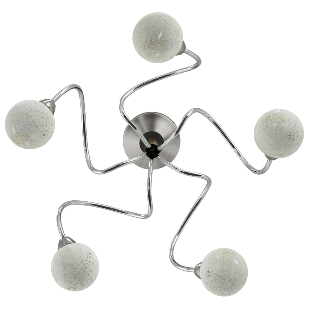 Plafondlamp met ronde glazen kappen voor 5 G9 LED-lampen