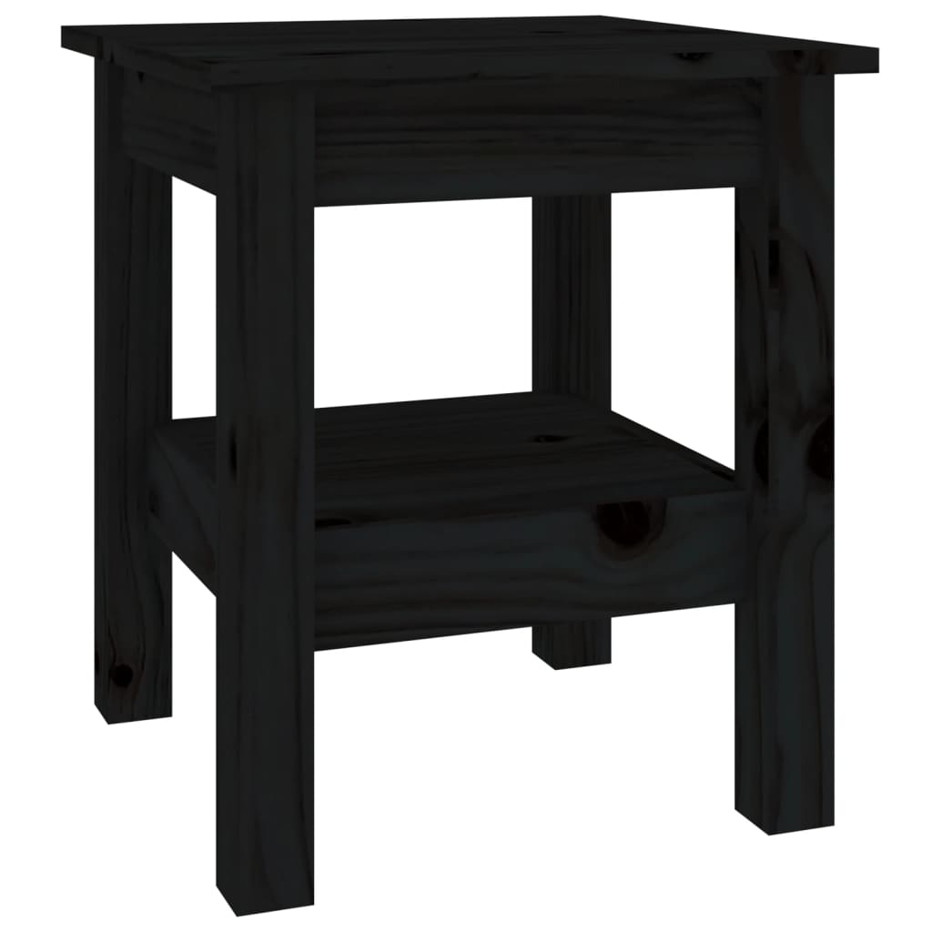 Table Basse Noir 35x35x40 cm Bois Massif Pin