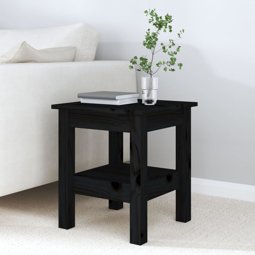 Table Basse Noir 35x35x40 cm Bois Massif Pin