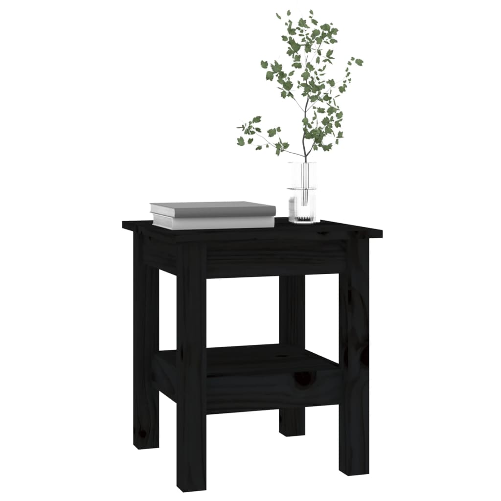 Table Basse Noir 35x35x40 cm Bois Massif Pin