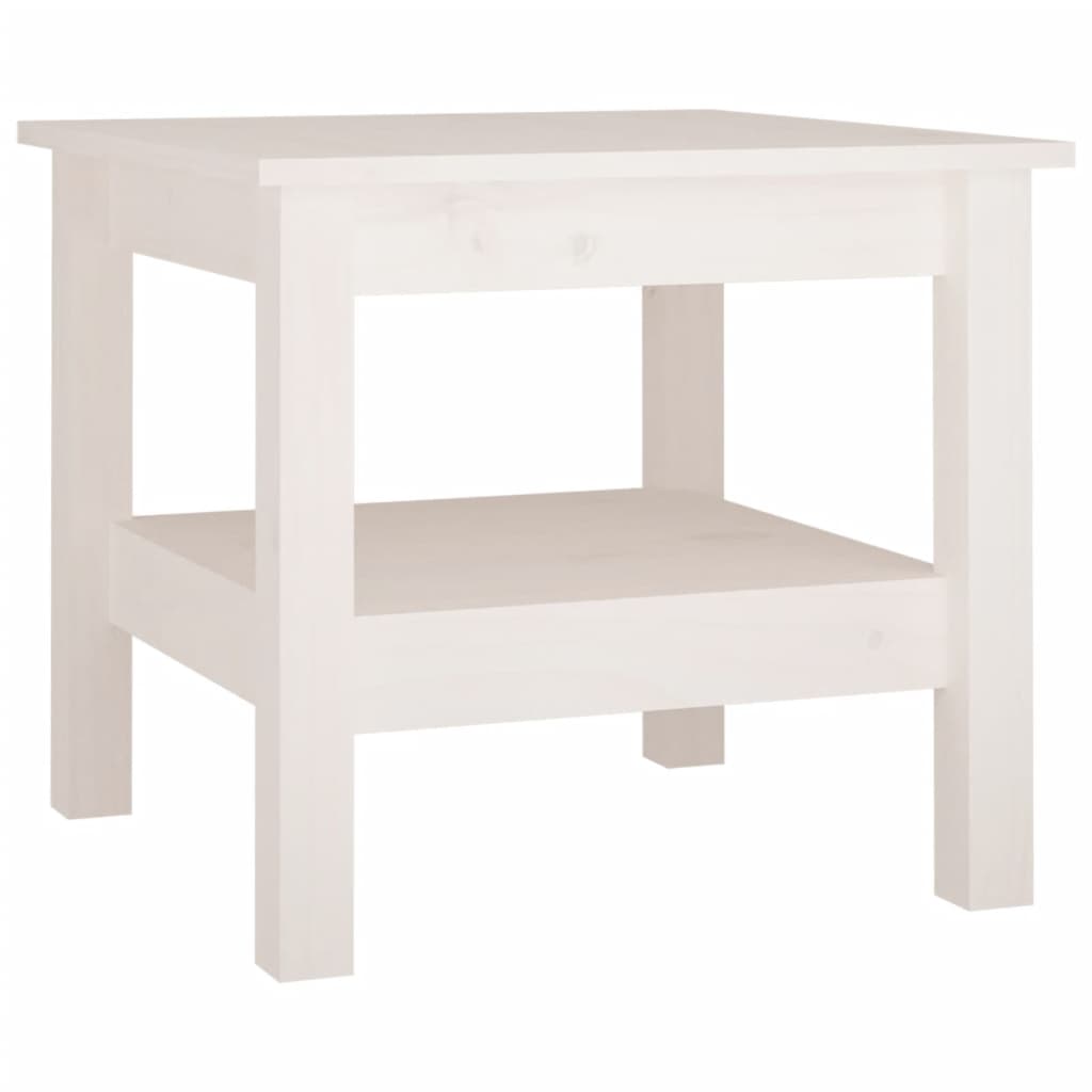 Table Basse Blanche 45x45x40 cm Bois Massif Pin