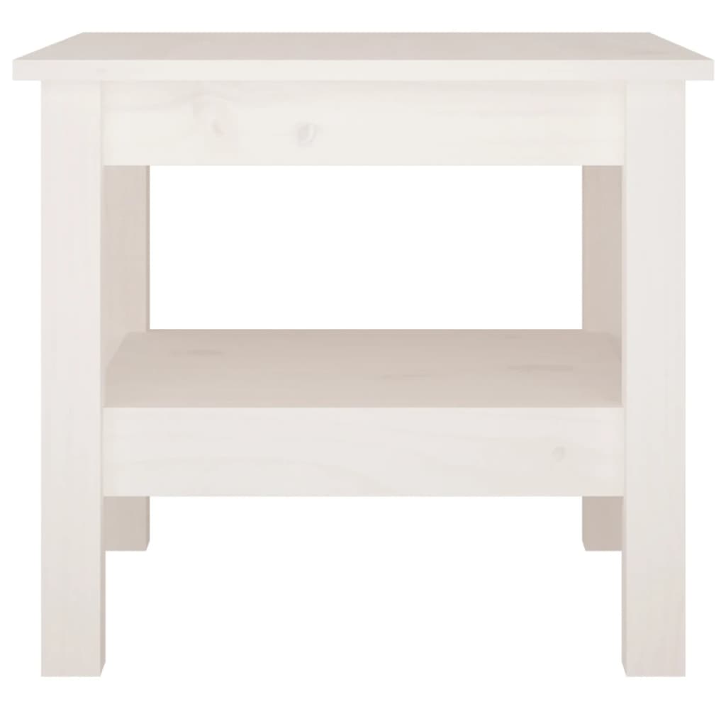 Table Basse Blanche 45x45x40 cm Bois Massif Pin