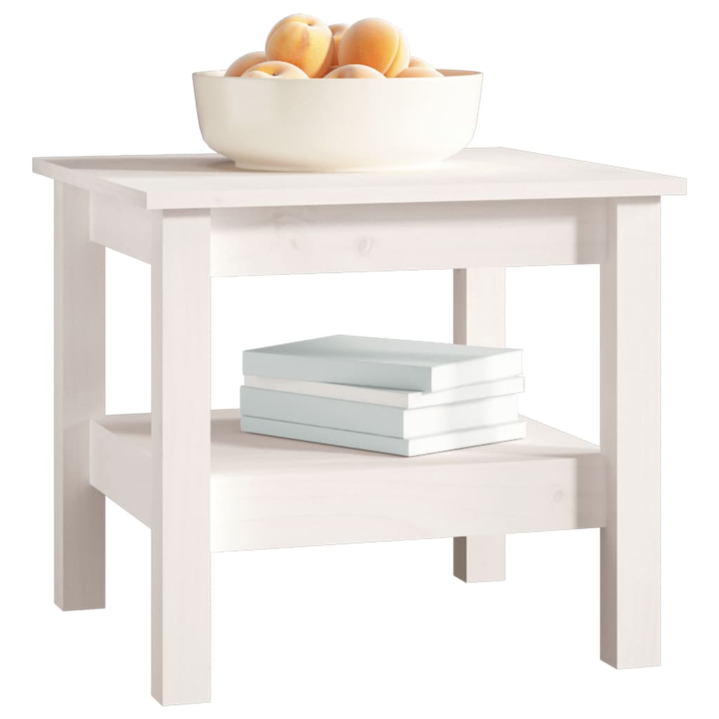 Table Basse Blanche 45x45x40 cm Bois Massif Pin