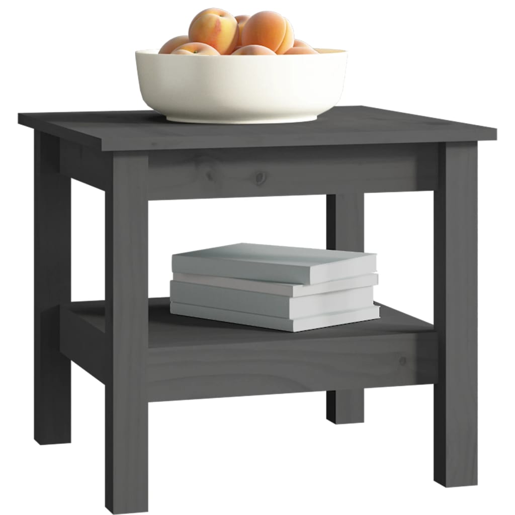 Table Basse Gris 45x45x40 cm Bois Massif Pin