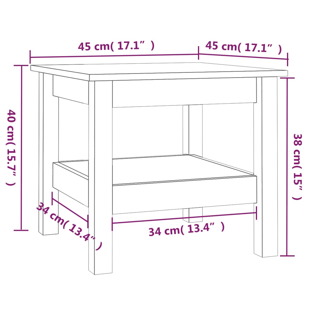 Table Basse Gris 45x45x40 cm Bois Massif Pin